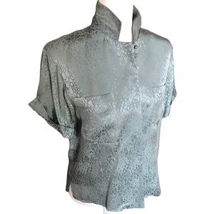 George Georgiou Naturelle Vintage Silk Blouse. Shimmer Sage Print. Size: 8. $28.